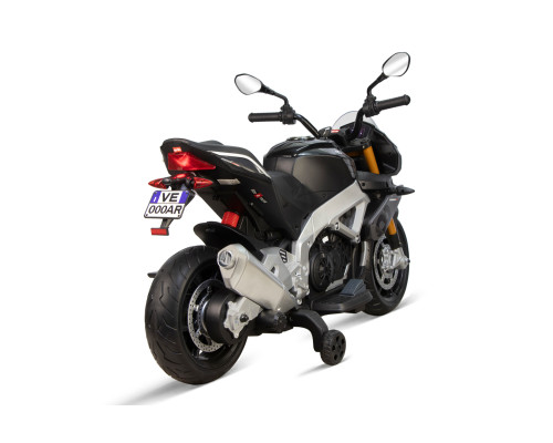 Moto électrique enfant Aprilia Tuono V4 noire 12 volts, 2 moteurs 20w Voitures électriques