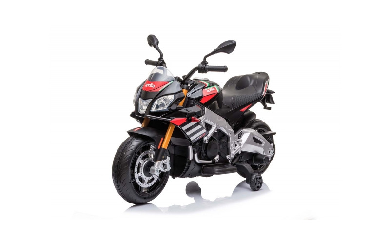  Moto électrique enfant GP noir 12 volts, 2 moteurs 25w, télécommande parentale 2.4 GHz