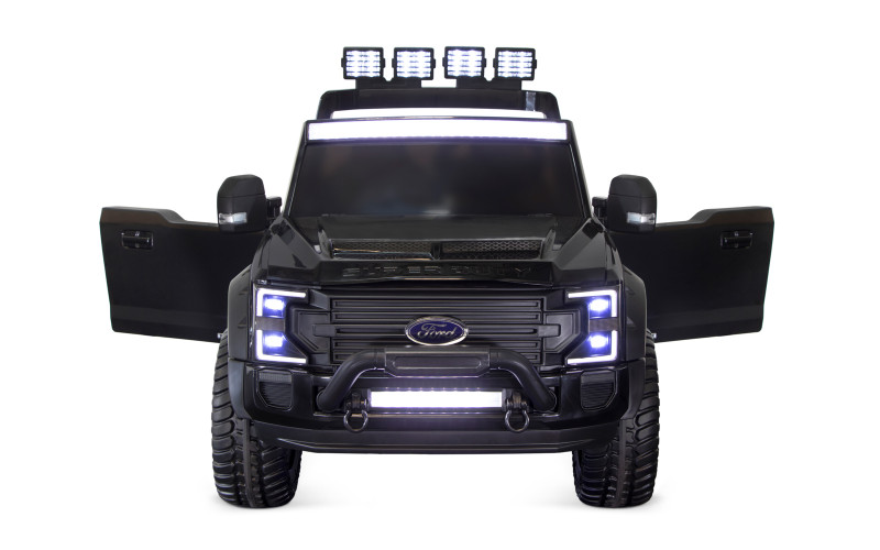 Voiture électrique enfant Ford Super Duty 12V noir, 4 moteurs 45W, télécommande parentale 2.4 Ghz