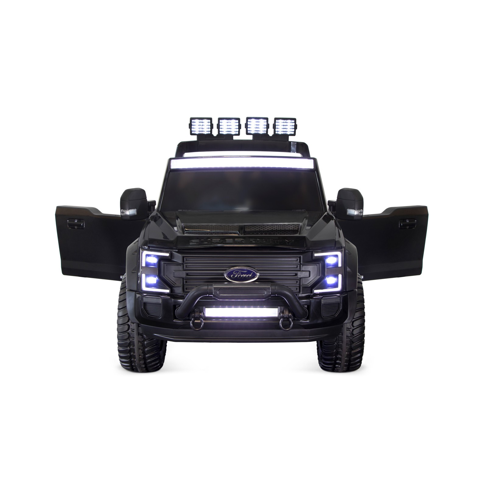 Voiture électrique enfant Ford Super Duty 22V noir, 4 moteurs 45W, télécommande parentale 2.4 Ghz