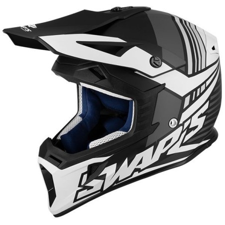 Casque cross adulte swap's s818 blanc/noir