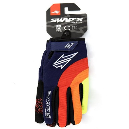 Gants motocross adultes swap's mx cross us bleu/orange/rouge