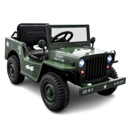 4x4 électrique enfant Jeep Willys vert, 2 moteurs 12v, télécommande parentale 2.4 Ghz Voitures électriques