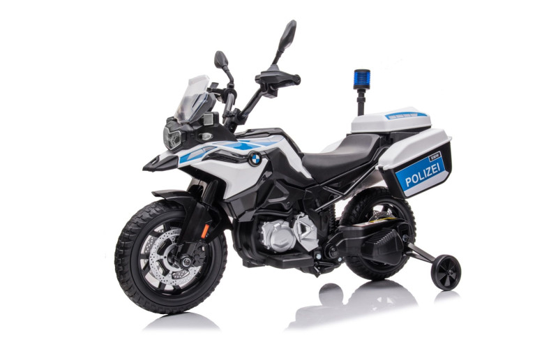 Moto électrique enfant police BMW F850 GS blanc, 2x12 volts, moteur 45w