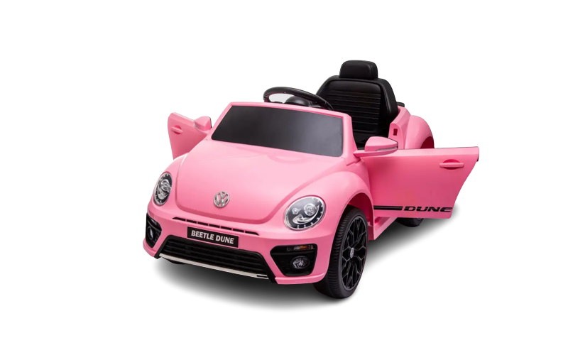 Voiture électrique enfant Volkswagen Coccinelle Dune Beetle rose 12 volts, 2 moteurs 30w, télécommande parentale 2.4 GHz Voit...