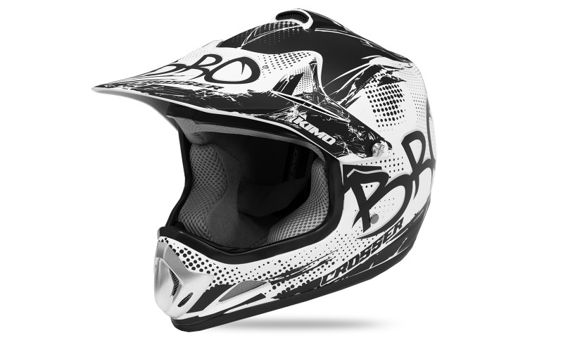 Casque enfant cross Kimo mat - noir/blanc