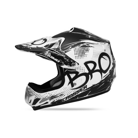 Casque enfant cross Kimo mat - noir/blanc