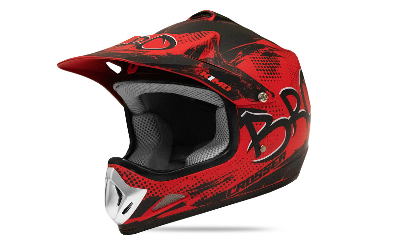 Casque enfant cross Kimo mat - rouge