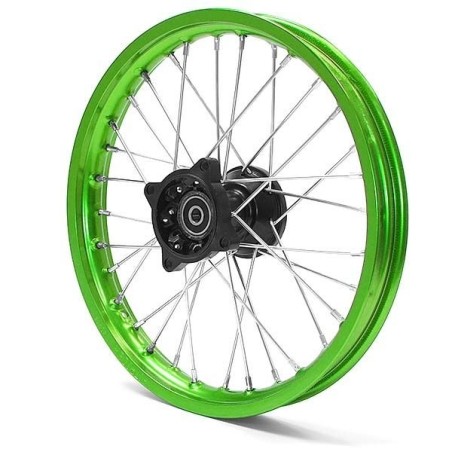 Pièces détachées Dirt bike, Pit bike Jantes 14" avant Racing - axe Ã¸15mm Vert LMR PARTS