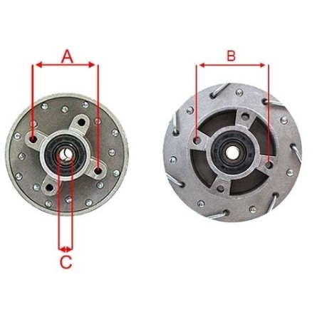 Pièces détachées Dirt bike, Pit bike Roue arrière acier 12" - axe 12mm LMR PARTS