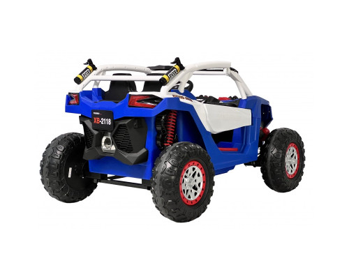 Buggy électrique enfant LMR UTV-MX 2 places 12V, 4 moteurs 45w, télécommande parentale 2.4 GHz - blanc/bleu Voitures électriques