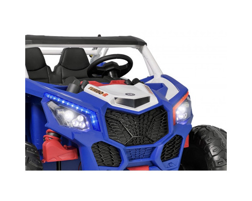 Buggy électrique enfant LMR UTV-MX 2 places 12V, 4 moteurs 45w, télécommande parentale 2.4 GHz - blanc/bleu Voitures électriques