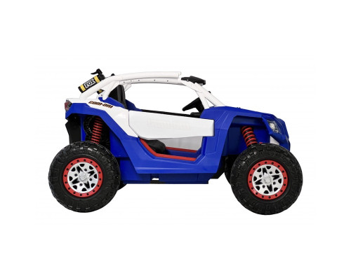 Buggy électrique enfant LMR UTV-MX 2 places 12V, 4 moteurs 45w, télécommande parentale 2.4 GHz - blanc/bleu Voitures électriques