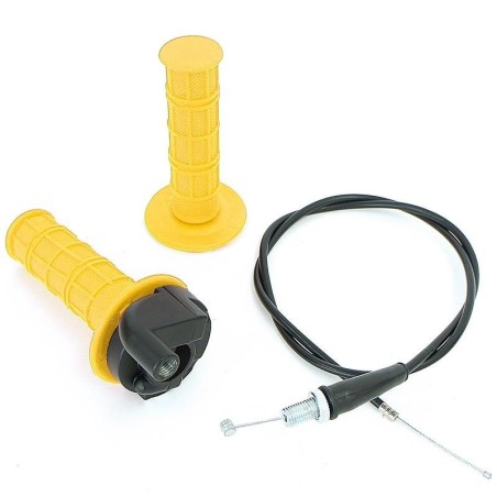 Pièces détachées Dirt bike, Pit bike Kit poignée d'accélérateur jaune à tirage rapide + câble d'accélérateur LMR PARTS