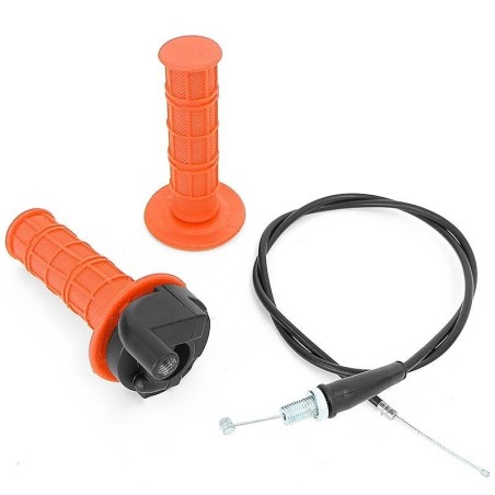 Pièces détachées Dirt bike, Pit bike Kit poignée d'accélérateur orange à tirage rapide + câble d'accélérateur LMR PARTS