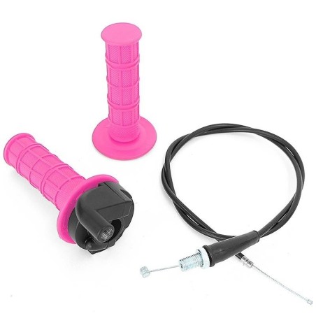 Pièces détachées Dirt bike, Pit bike Kit poignée d'accélérateur rose à tirage rapide + câble d'accélérateur LMR PARTS