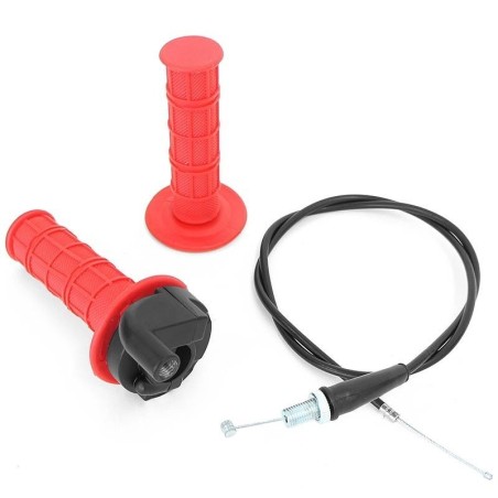 Pièces détachées Dirt bike, Pit bike Kit poignée d'accélérateur rouge à tirage rapide + câble d'accélérateur LMR PARTS