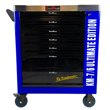 Servante d'atelier Kraftmuller KM-7/6, 7 tiroirs, avec porte latérale - bleu