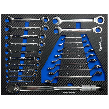 Servante d'atelier Kraftmuller KM-7/6, 7 tiroirs, avec porte latérale - bleu