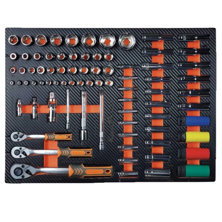 Servante d'atelier Kraftmuller KM-7/6, 7 tiroirs, avec porte latérale - orange