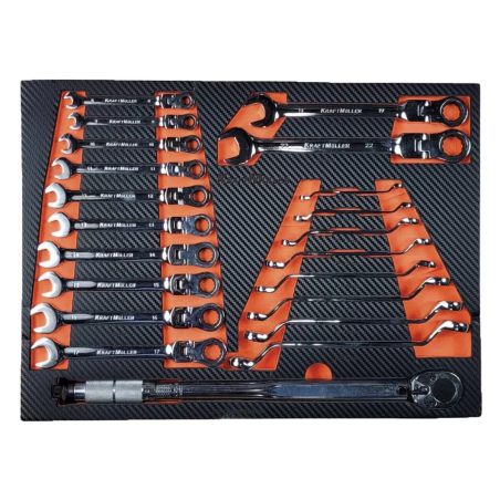 Servante d'atelier Kraftmuller KM-7/6, 7 tiroirs, avec porte latérale - orange