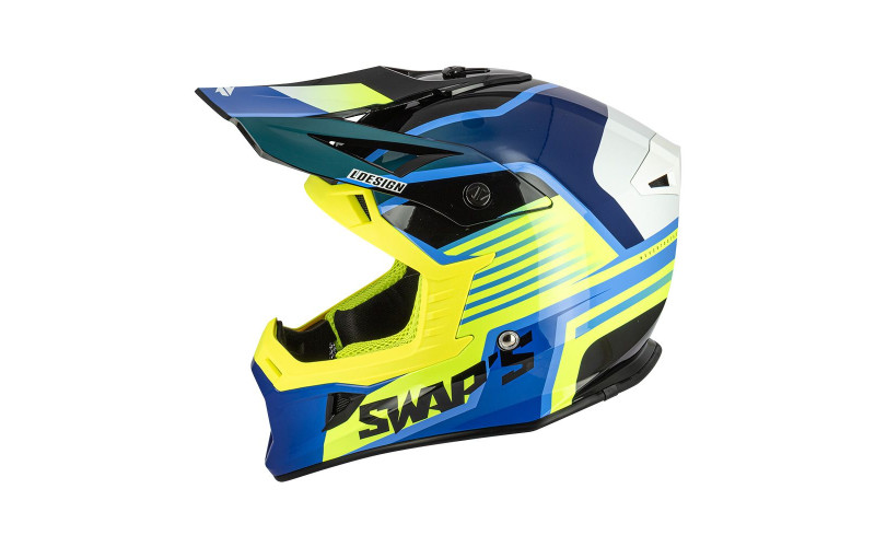 Casque cross adulte swap's s818 blur bleu/jaune