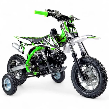 Dirt bike 70cc LMR Kidz 70cc 10/10" vert avec stabilisateur - LeMin...
