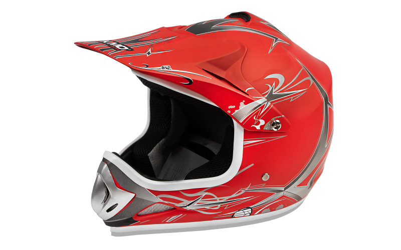 Casque enfant cross KIMO mat - rouge