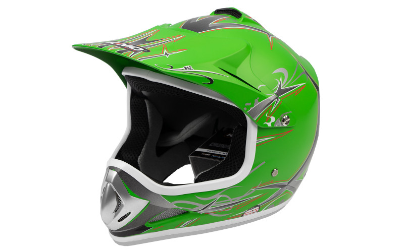 Casque enfant cross KIMO brillant - vert