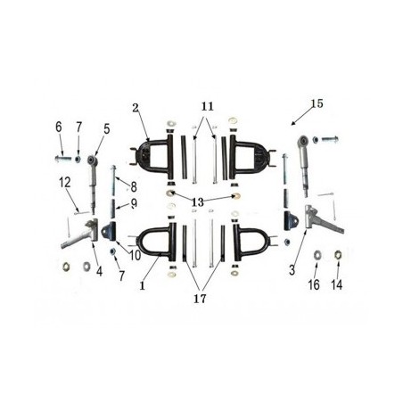 N°2 - Triangle de direction - Inférieur - Noir pour quad enfant 90 / 110 / 125 cm3 diamon motors