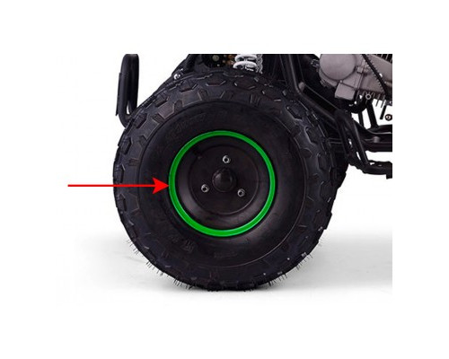 Jante 8" AV - 3 Trous - Noir/vert pour quad enfant typhon 110cc et 125cc diamon motors