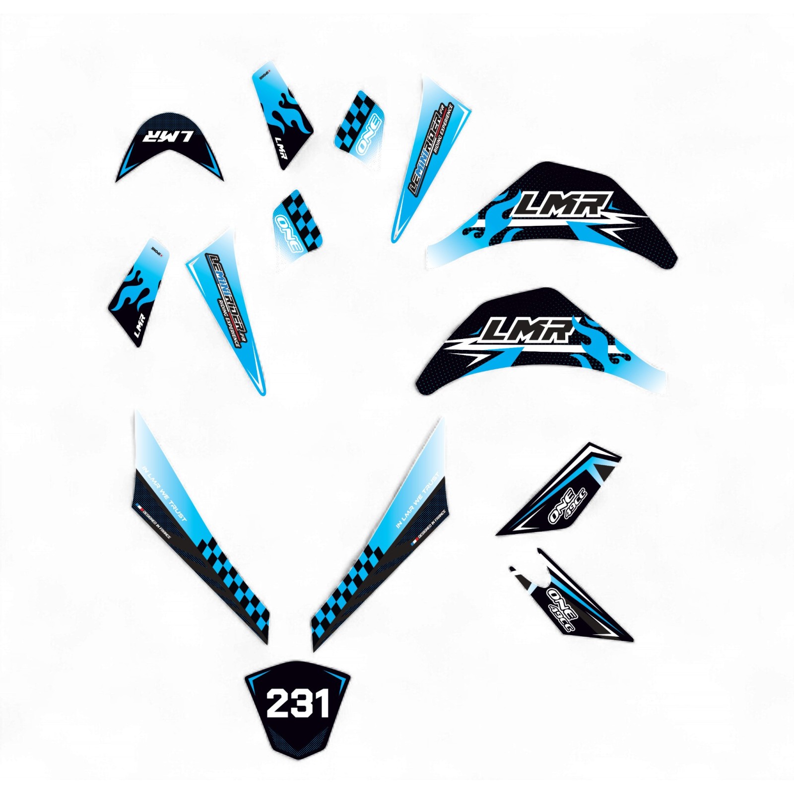 Pièces pocket quad Kit déco pocket quad 49cc / 800w bleu LMR PARTS
