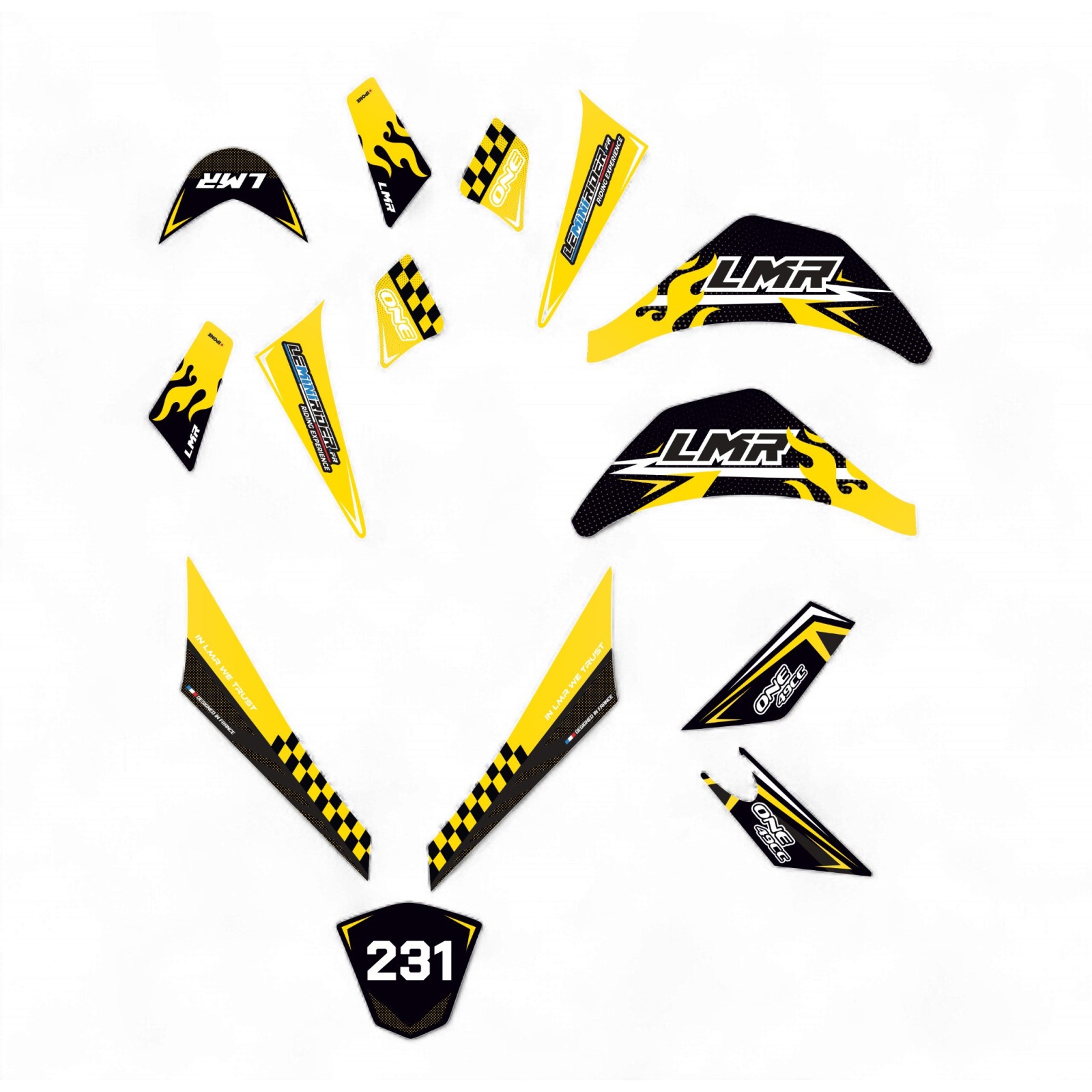 Pièces pocket quad Kit déco complet pocket quad 49cc / 800w jaune LMR PARTS