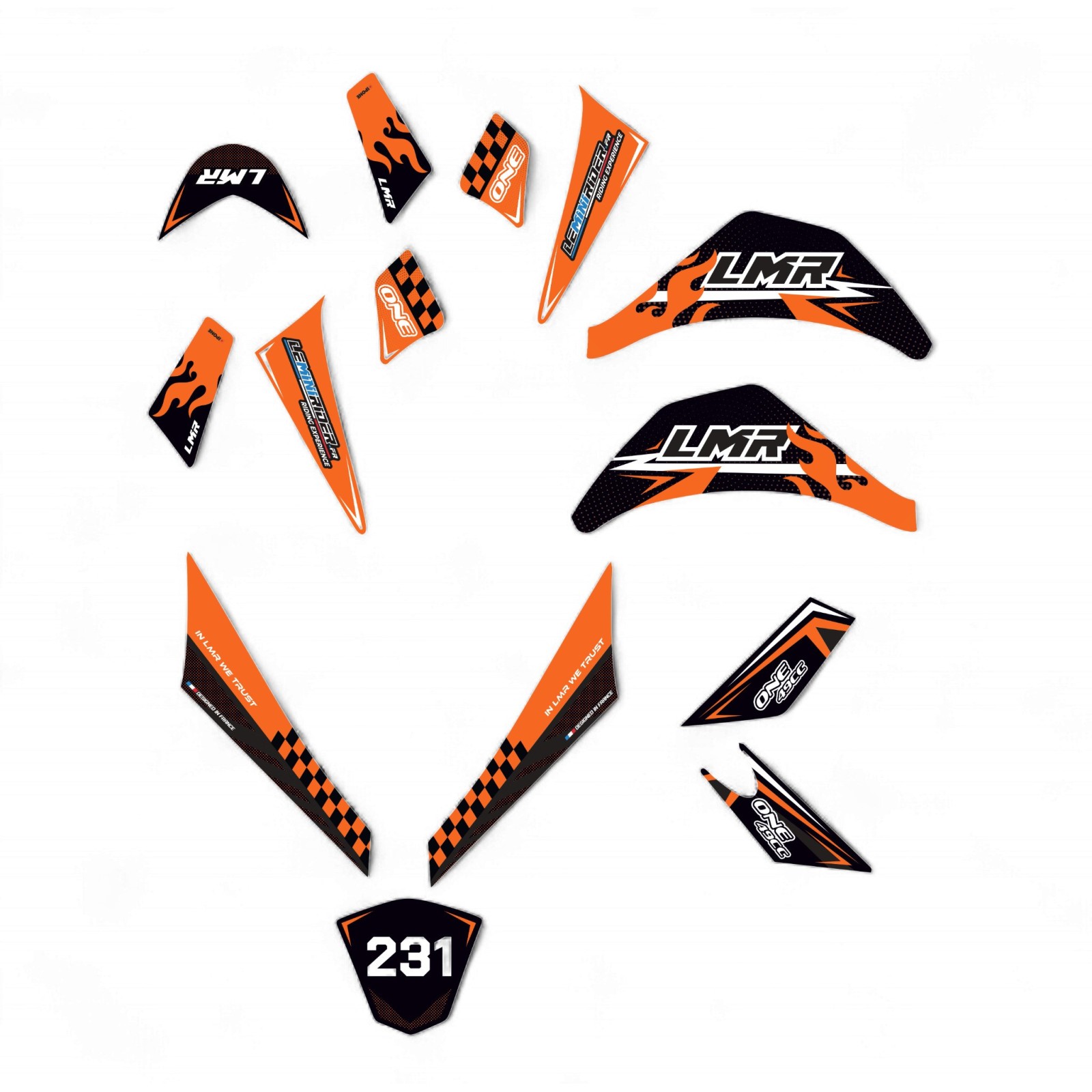 Pièces pocket quad Kit déco complet pocket quad 49cc / 800w orange LMR PARTS