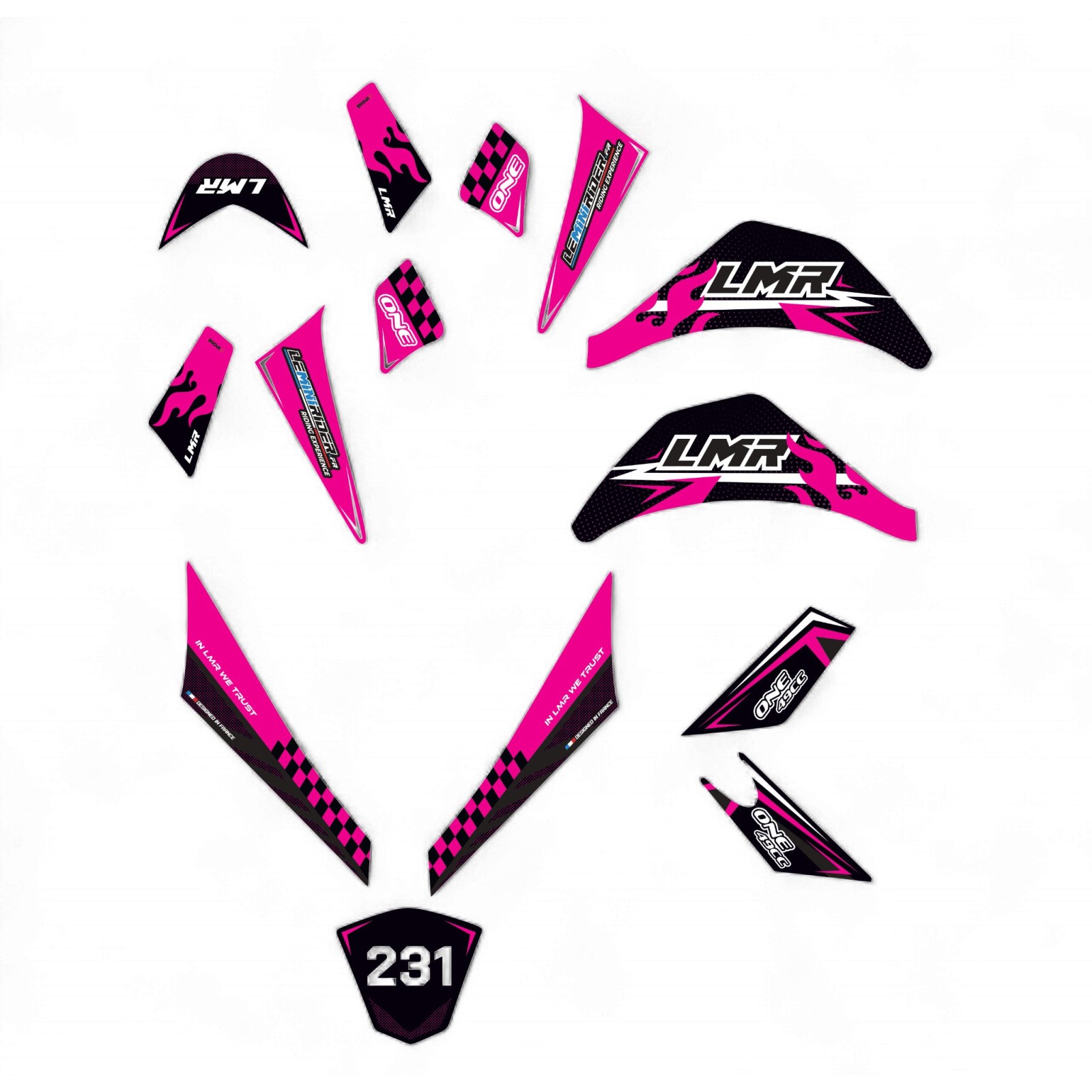 Pièces pocket quad Kit déco complet pocket quad 49cc / 800w rose LMR PARTS