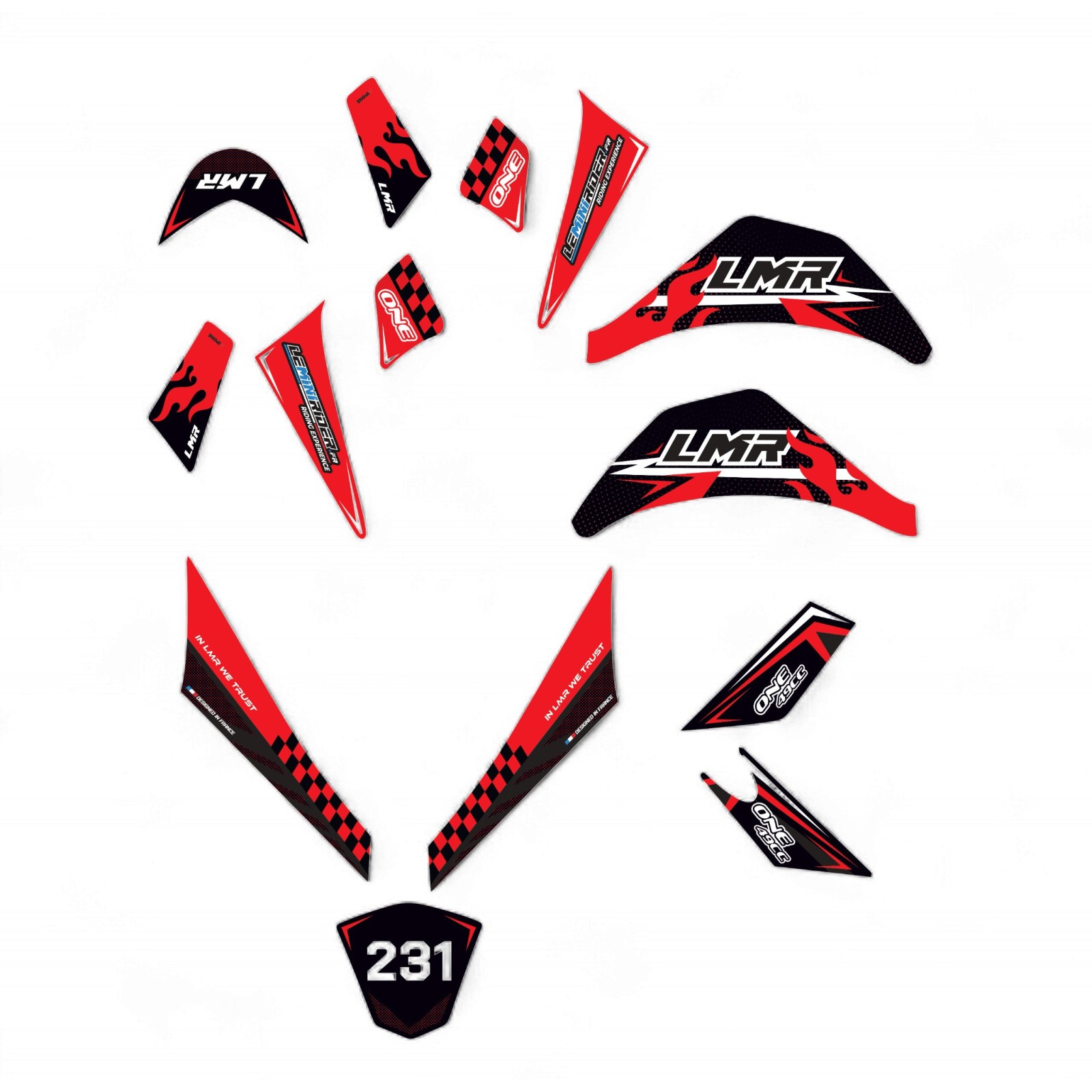 Pièces pocket quad Kit déco complet pocket quad 49cc / 800w rouge LMR PARTS