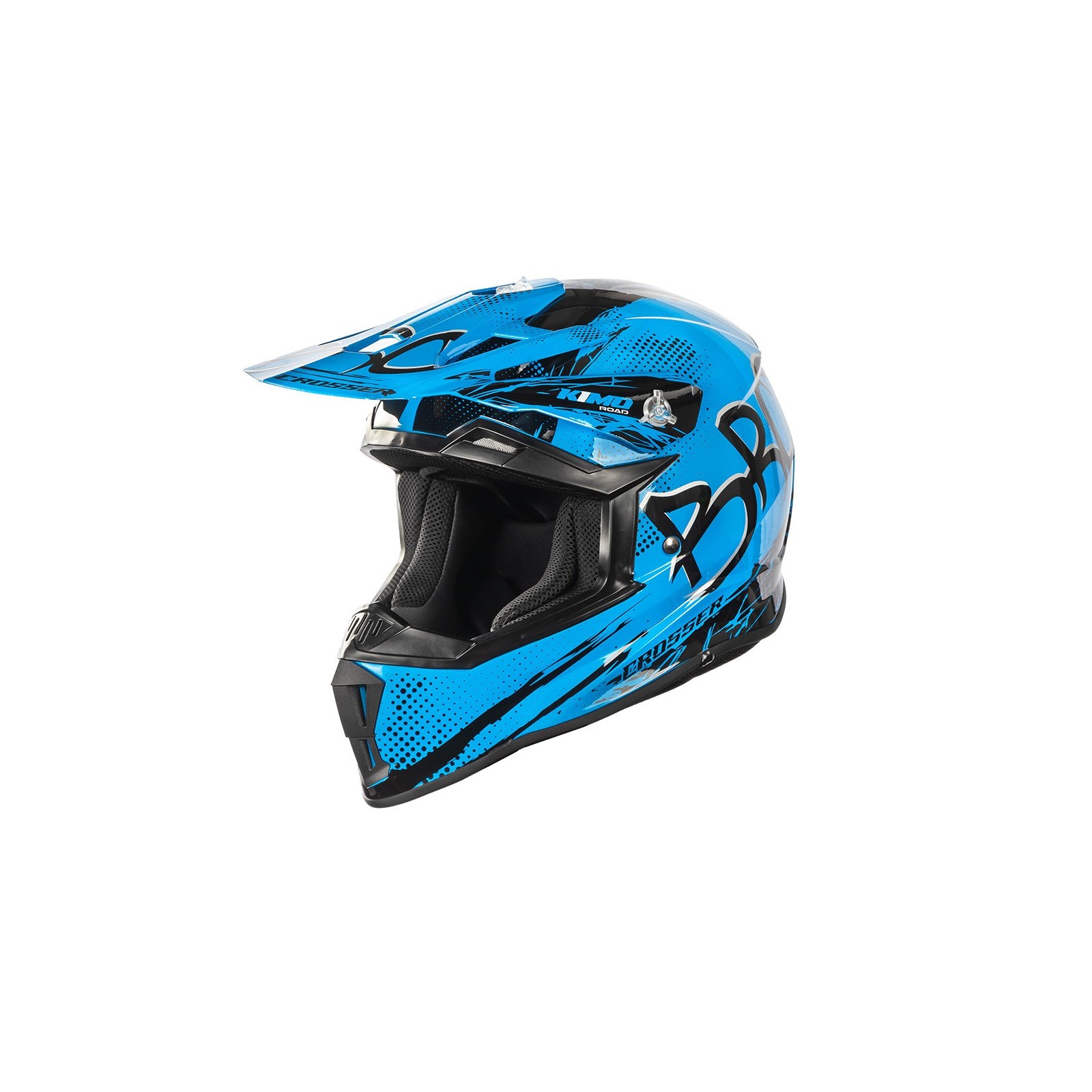 Casque enfant cross Kimo bro v2 brillant bleu