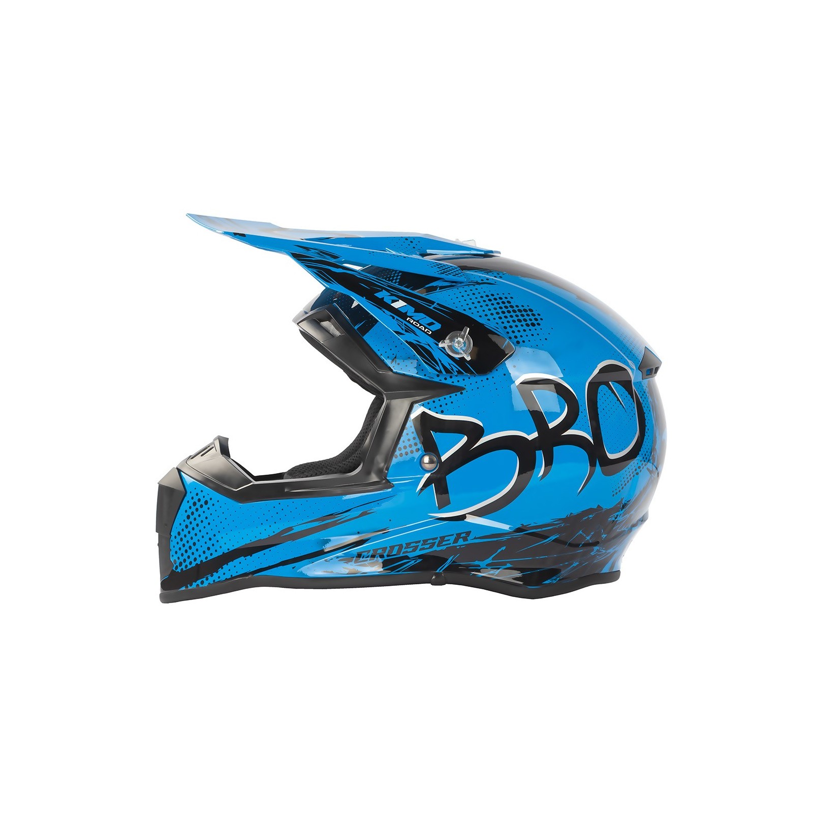 Casque enfant cross Kimo bro v2 brillant bleu