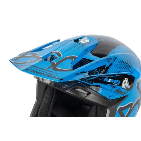 Casque enfant cross Kimo bro v2 brillant bleu