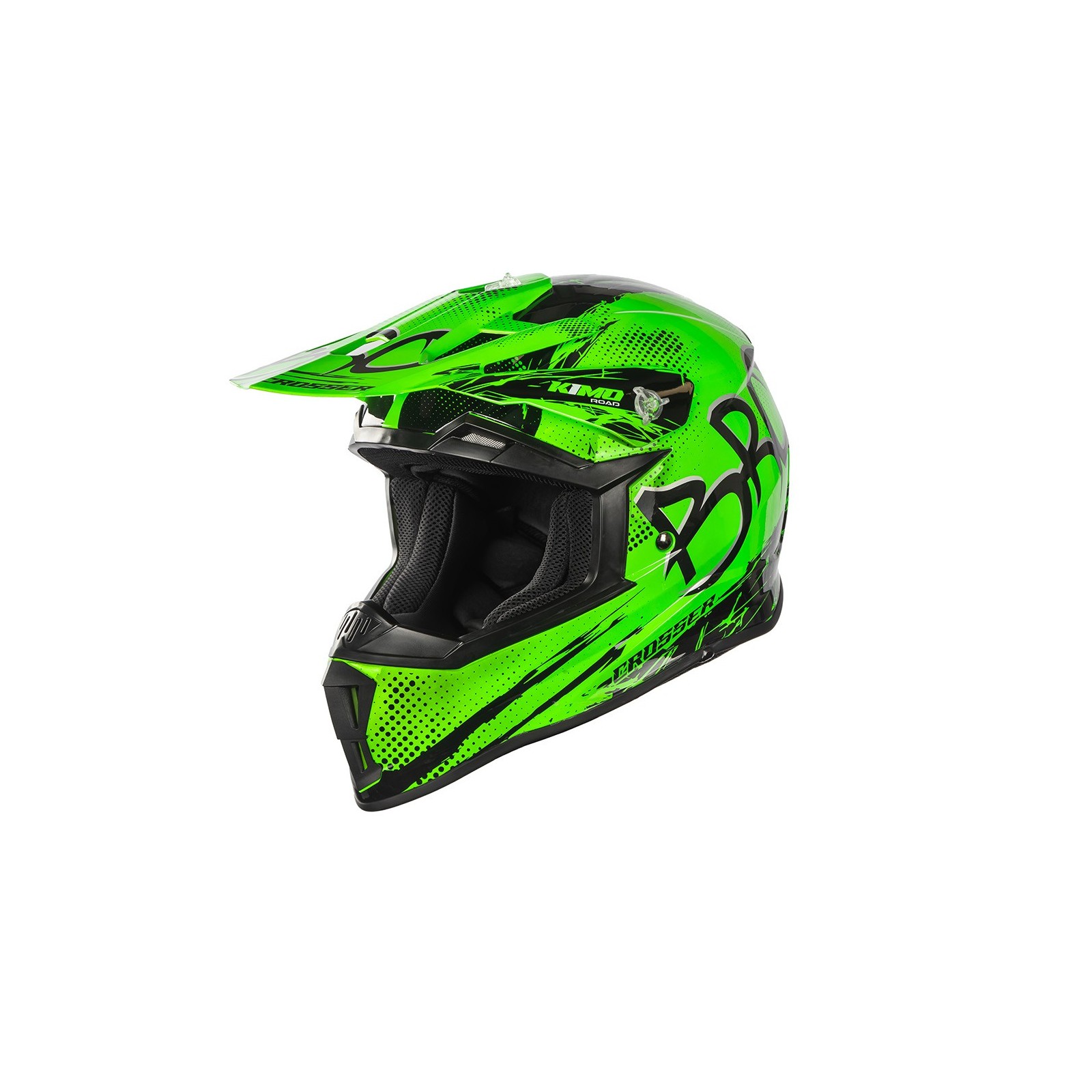 Casque enfant cross Kimo bro v2 brillant vert
