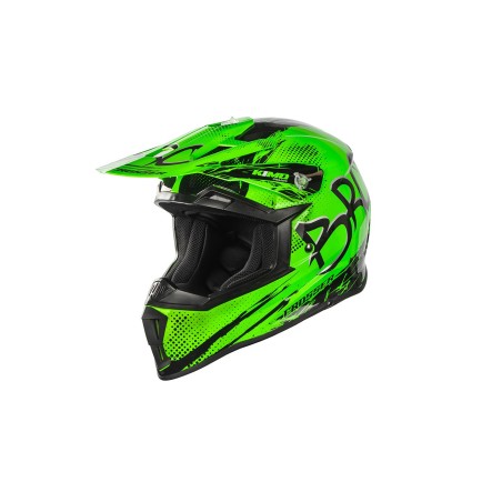 Casque enfant cross Kimo bro v2 brillant vert
