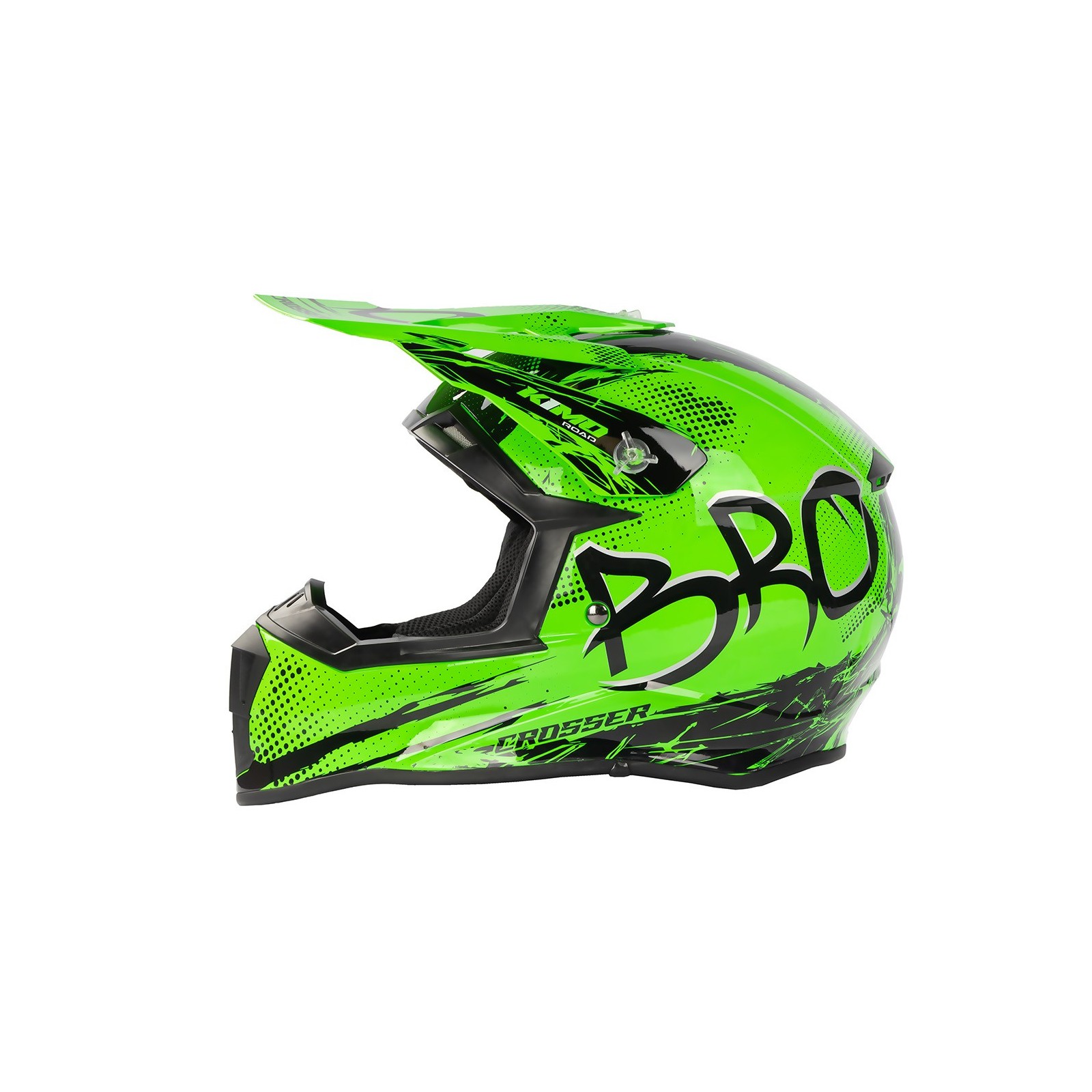 Casque enfant cross Kimo bro v2 brillant vert