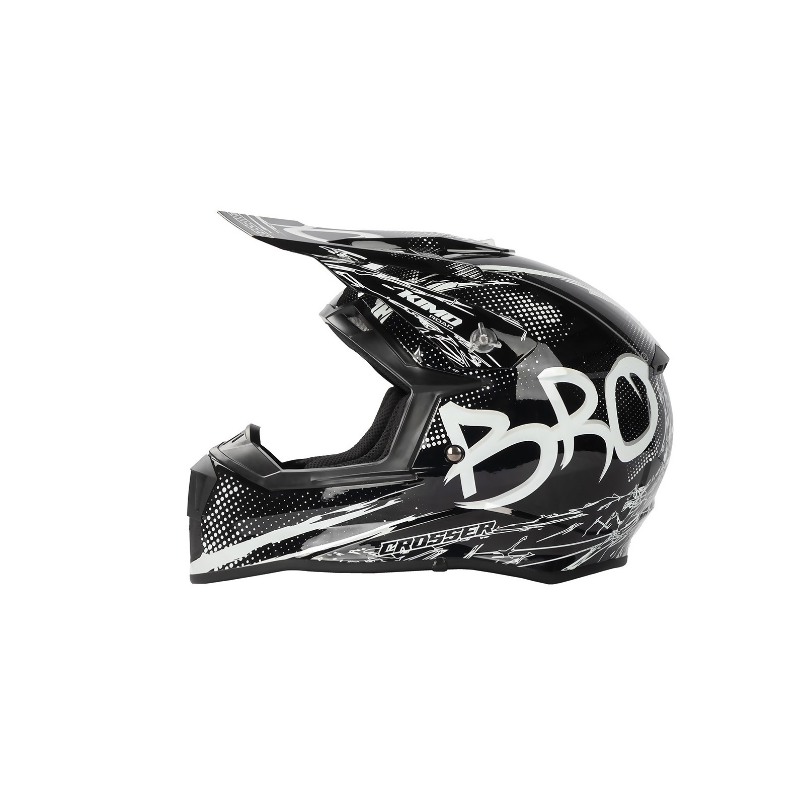 Casque enfant cross Kimo bro v2 brillant noir