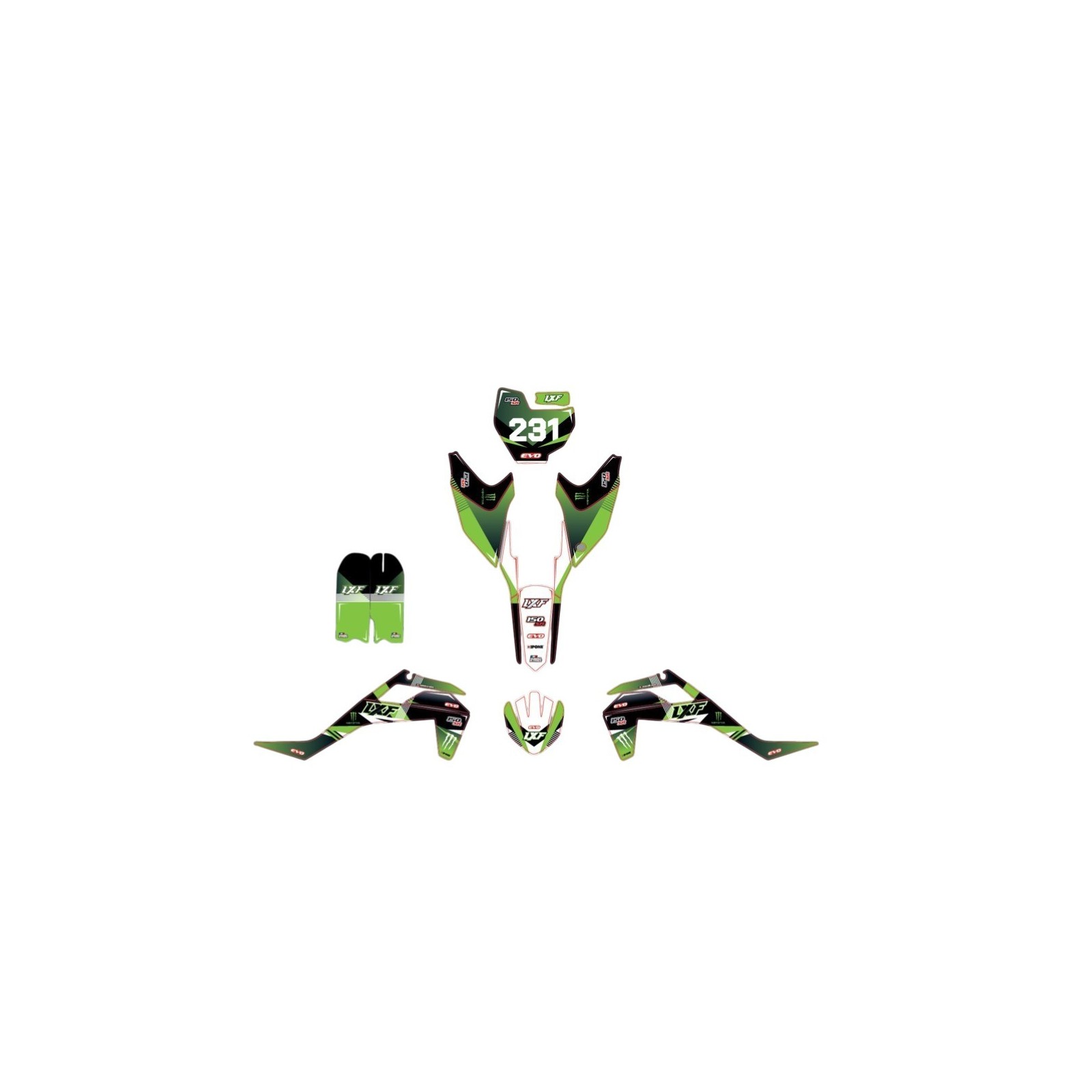 Pièces détachées Dirt bike, Pit bike Kit déco complet LXF Monster 150 SR
