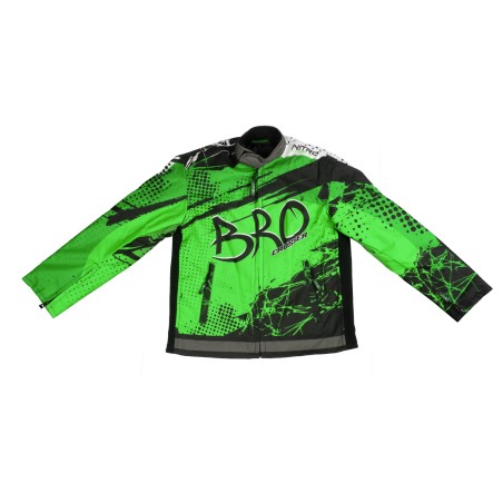 Veste Motocross Enfant KIMO BRO vert avec Protections intégrées
