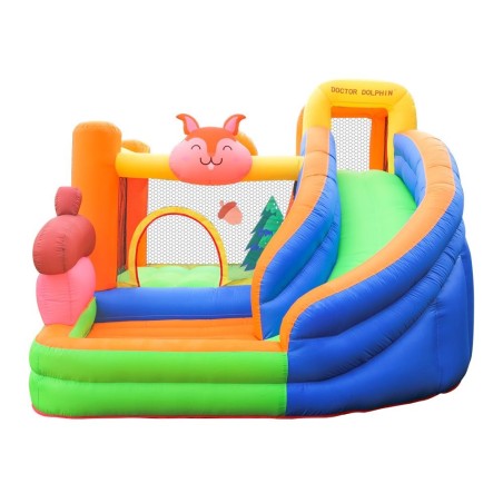 Château gonflable écureuil jump enfant avec toboggan et souffleur 450w