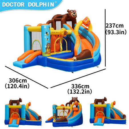 Château Gonflable Honey Bear avec Toboggan & Soufflerie 450W | LeMiniRider