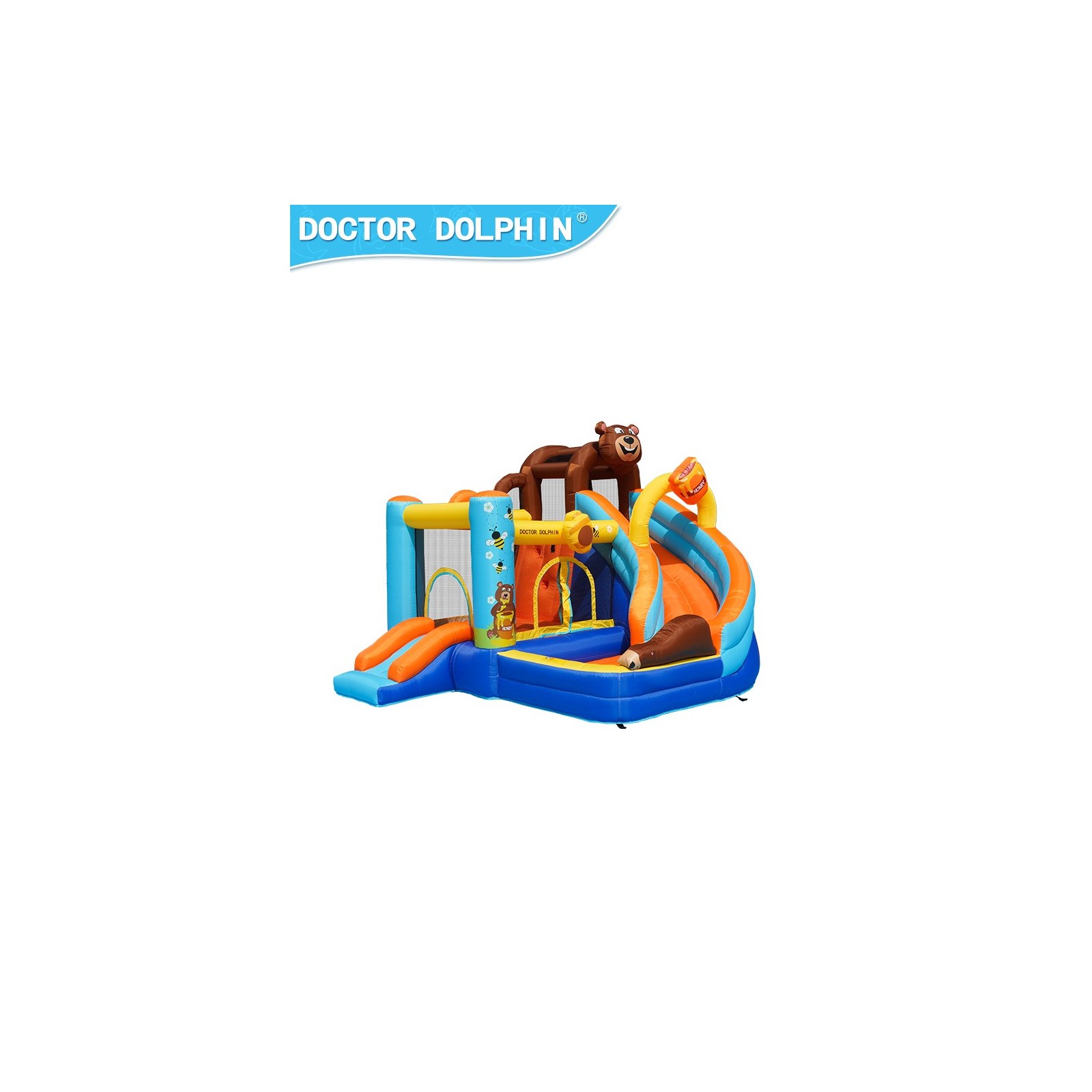 Château Gonflable Honey Bear avec Toboggan & Soufflerie 450W | LeMiniRider