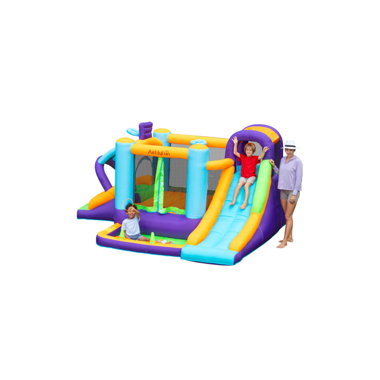 Château gonflable enfant Jump'n fun avec aire de jeux et souffleur 450w