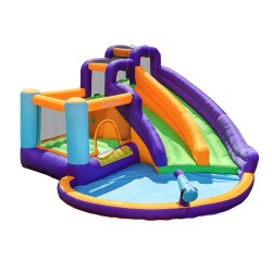 Château gonflable aquatique enfant avec aire de jeux et souffleur 750w